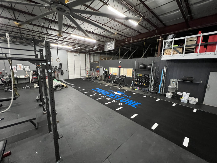 Custom turf with logo at Cornerstone Fitness